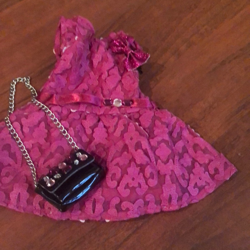 American Girl Dress with bow and pocketbook